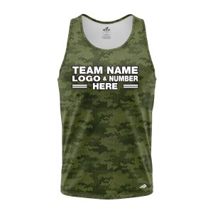 Custom Fully Sublimated Digital Forest Camo Pattern Dark Green Performance Tank Top 21512