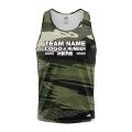 Custom Fully Sublimated Contemporary Woodland Camo Pattern Dark Green Black Performance Tank Top 21560