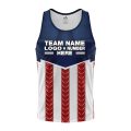 Custom Fully Sublimated USA FLAG Strong Pattern Red Dark Blue White Performance Tank Top 22196