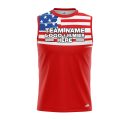 Custom Fully Sublimated USA FLAG on Chest Pattern Blue Red White Performance Sleeveless 22232