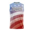 Custom Fully Sublimated USA FLAG Faded Pattern Blue Red White Performance Sleeveless 22228