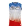 Custom Fully Sublimated USA FLAG Brushes Pattern Red Blue White Performance Sleeveless 22264