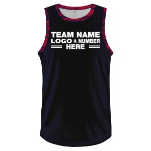 Custom Fully Sublimated Imprint Two Pattern Dark Blue Pink Performance Basketball Uniform Jersey 22300