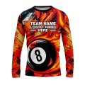 Custom Fully Sublimated Fireball Number Eight Pool Ball Pattern Performance Long Sleeves 22408
