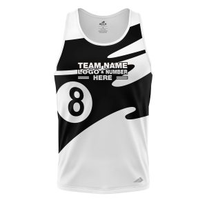 Custom Fully Sublimated Number Eight Pool Ball Pattern Black and White Performance Tank Top 22428