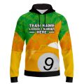 Custom Fully Sublimated Number Nine Pool Ball Pattern Green Yellow Performance Sports Pullover Hoodie 22468