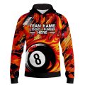 Custom Fully Sublimated Fireball Number Eight Pool Ball Pattern Performance Sports Pullover Hoodie 22478