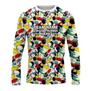 Custom Fully Sublimated Colorful Bowling Frenzy Pattern Performance Long Sleeves 22494