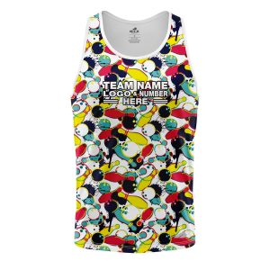 Custom Fully Sublimated Colorful Bowling Frenzy Pattern Performance Tank Top 22578