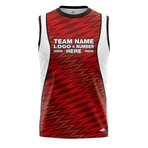 Custom Fully Sublimated Strike Bowling Pattern Red White Black Performance Sleeveless 22630