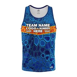 Custom Fully Sublimated Scales Fishing Pattern Blue Performance Tank Top 22649