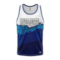 Custom Fully Sublimated Ocean Grid Pattern Blue White Performance Tank Top 22661