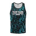 Custom Fully Sublimated Aqua Fishing Pattern Black Blue Performance Tank Top 22701