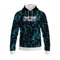 Custom Fully Sublimated Aqua Fishing Pattern Black Blue Performance Sports Pullover Hoodie 22719