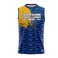 Custom Fully Sublimated Marine Fishing Pattern Blue Yellow Performance Sleeveless 22745