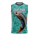 Custom Fully Sublimated Multicolor Fish Fishing Pattern  Performance Sleeveless 22749