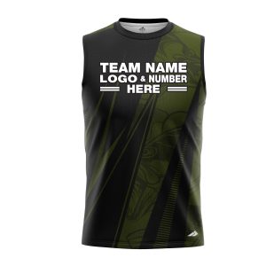 Custom Fully Sublimated Electric Fishing Pattern Dark Green Performance Sleeveless 22785