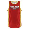 Custom Fully Sublimated Modern Three Pattern Red Yellow Performance Basketball Uniform Jersey 22827
