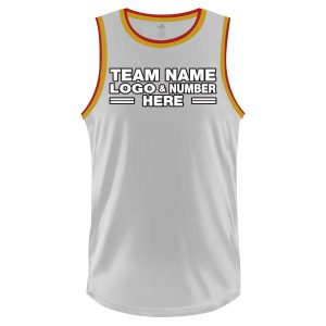 Custom Fully Sublimated Solid Pattern White Red Yellow Performance Basketball Uniform Jersey 22887