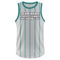 Custom Fully Sublimated Vertical Stripes Three Pattern White Teal Performance Basketball Uniform Jersey 23027