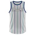 Custom Fully Sublimated Vertical Stripes Four Pattern White Teal Purple Performance Basketball Uniform Jersey 23047