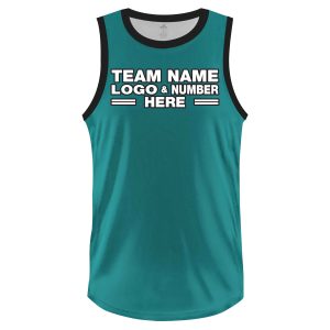 Custom Fully Sublimated Solid Six Pattern Teal Black Performance Basketball Uniform Jersey 23057