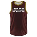 Custom Fully Sublimated Solid Nine Pattern Dark Red Gold Performance Basketball Uniform Jersey 23097