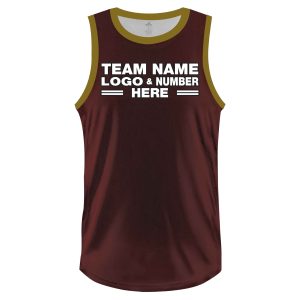 Custom Fully Sublimated Solid Nine Pattern Dark Red Gold Performance Basketball Uniform Jersey 23097