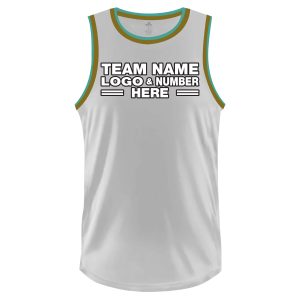 Custom Fully Sublimated Solid Ten Pattern White Gold Aqua Performance Basketball Uniform Jersey 23107