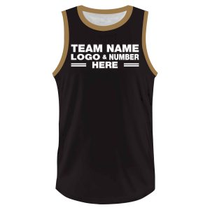 Custom Fully Sublimated Tenue Seven Pattern Black Gold Performance Basketball Uniform Jersey 23427