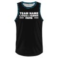 Custom Fully Sublimated Ripped Two Pattern Black SkyBlue Teal Performance Basketball Uniform Jersey 23517