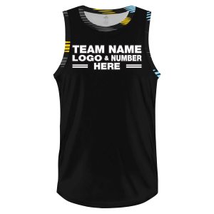 Custom Fully Sublimated Leaves Two Pattern Black Teal Yellow Performance Basketball Uniform Jersey 23547