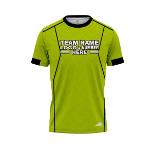 Custom Fully Sublimated Precision Referee Pattern Neon Green Performance Jersey 23564