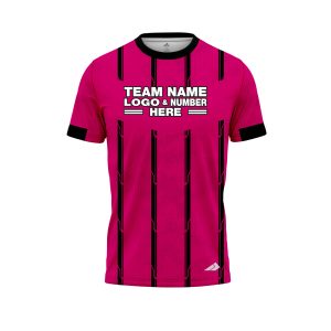 Custom Fully Sublimated Striped Referee Pattern Pink Performance Jersey 23585