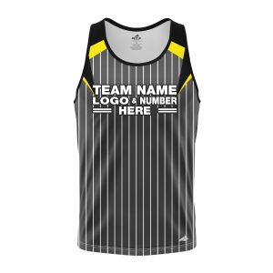 Custom Fully Sublimated Professional Referee Pattern Black Gray Yellow Performance Tank Top 23606