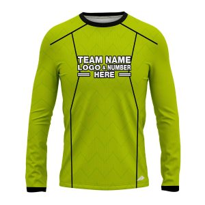 Custom Fully Sublimated Precision Referee Pattern Neon Green Performance Long Sleeves 23674