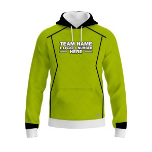 Custom Fully Sublimated Precision Referee Pattern Neon Green Performance Sports Pullover Hoodie 23748