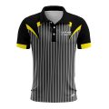 Custom Fully Sublimated Professional Referee Pattern Black Gray Yellow Performance Polo Shirt 23760