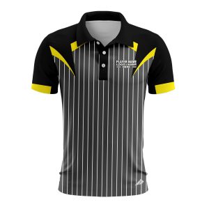 Custom Fully Sublimated Professional Referee Pattern Black Gray Yellow Performance Polo Shirt 23760