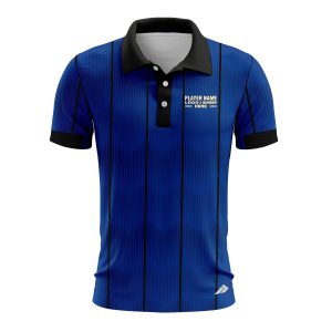 Custom Fully Sublimated Striped Referee Pattern Blue Performance Polo Shirt 23802