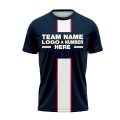 Custom Fully Sublimated Chest Stripe Pattern Dark Blue White Red Performance Soccer Uniform Jersey 24105