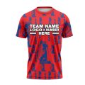 Custom Fully Sublimated Cracked Pattern Red Blue Performance Soccer Uniform Jersey 24153