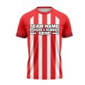 Custom Fully Sublimated Vertical Stripes Pattern White Red Performance Soccer Uniform Jersey 24161