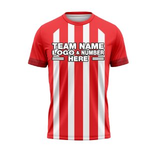 Custom Fully Sublimated Vertical Stripes Pattern White Red Performance Soccer Uniform Jersey 24161