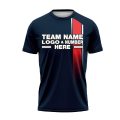 Custom Fully Sublimated Shaded Stripe on Left Breast Pattern Navy Blue Red Performance Soccer Uniform Jersey 24185