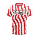 Custom Fully Sublimated Wavy Pattern White Red Navy Blue Performance Soccer Uniform Jersey 24201