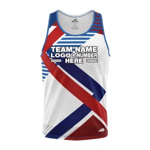 Custom Fully Sublimated Innovative Pattern White Red Blue Performance Tank Top 24469
