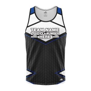 Custom Fully Sublimated BMX Modern Pattern Black White Blue Performance Tank Top 24477