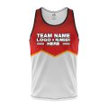 Custom Fully Sublimated Half Triangle Pattern Red White Performance Tank Top 24485