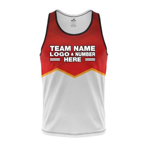 Custom Fully Sublimated Half Triangle Pattern Red White Performance Tank Top 24485